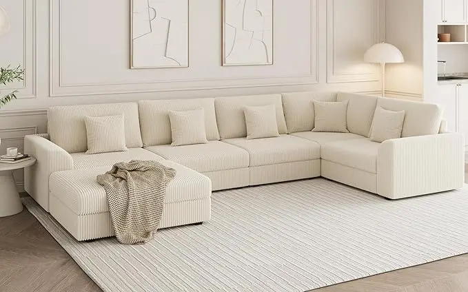 146" Modular Sectional Sofa, Oversized U Shaped, Convertible Sleeper Sofa
