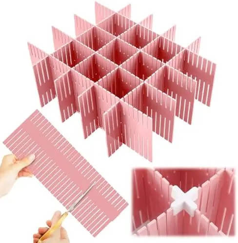 15 Pcs 5.12 Tall Drawer Divider, Adjustable Organizer, Pink