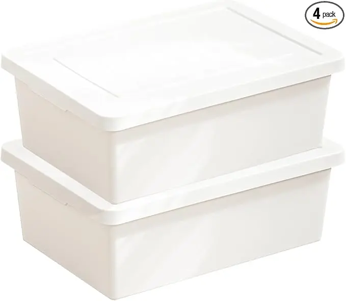 15 Quart Stackable Plastic Storage Bins with LidsStorage Container for Organizing, Storage Boxeswith Handle for Shelves, Cube Storage Bin for CraftSnacks, (whiteï¼2L)
