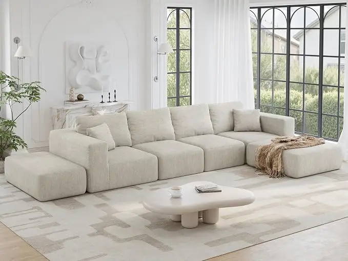 152'' Modern Boneless Couch, Oversized 2-in-1 Modular Sectional Sofa Bed