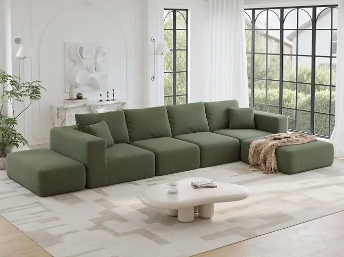 152'' Modern Boneless Couch, Oversized 2-in-1 Modular Sectional Sofa Bed