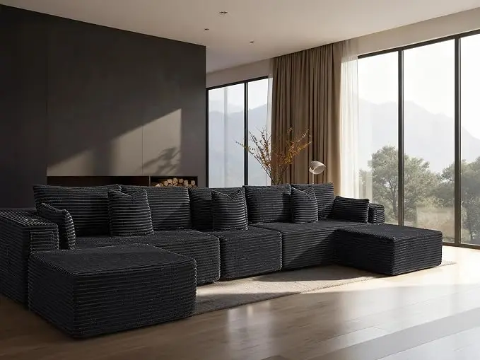 168" Cloud Sectional Couch, Comfort U Shaped Sofa