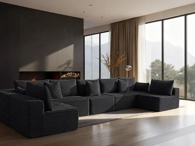 168" Cloud Sectional Couch, Comfort U Shaped Sofa