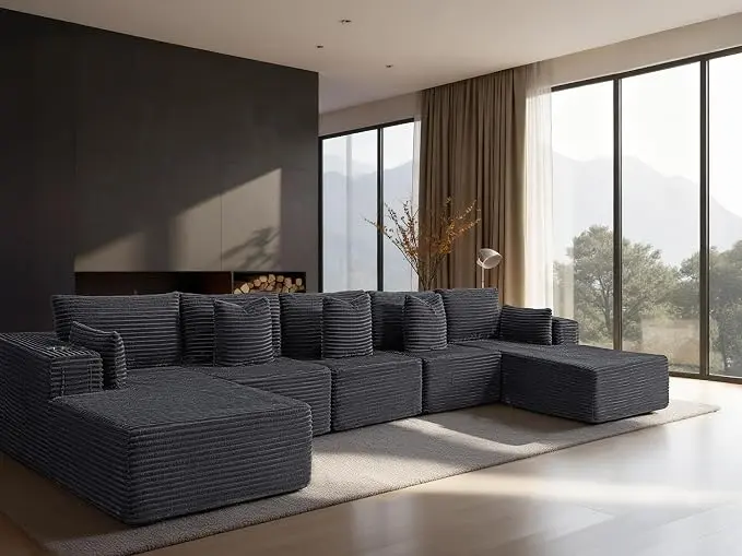 168" Cloud Sectional Couch, Comfort U Shaped Sofa