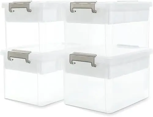 17QT 4Packs Clear Craft Organizers and Storage Box with Tray