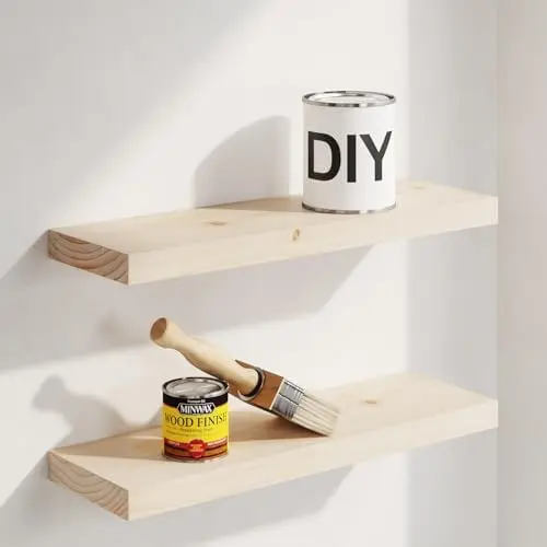 18 Inch DIY Floating Shelves, High-End Solid Pine Wood, Set of 4