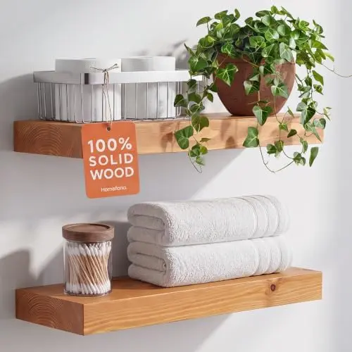 18 Inch Floating Shelves, High-End Solid Pine Wood, Set of 3