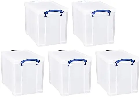 19 Liter Plastic Stackable Storage Container, 5 Pack