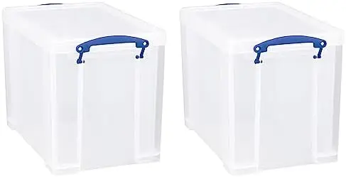 19L Stackable Plastic Storage Containers, Clear, 2-Pack