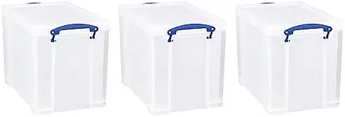19L Stackable Plastic Storage Containers, Clear, 3-Pack