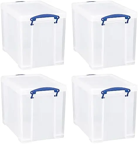 19L Stackable Plastic Storage Containers, Clear, 4-Pack