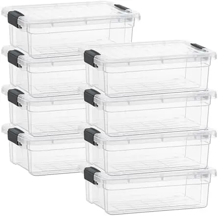 2.3 Quart Clear Plastic Storage Containers with Lids, Stackable Organizer Bins, BPA-Free Storage Boxes for Home, Office, Dorm & Classroom, 8 Pack