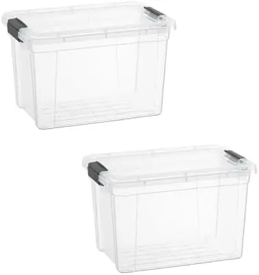 2.5 Quart Clear Plastic Storage Boxes with Lids, Stackable Organizer Containers, BPA-Free Storage Bins for Home, Office, School & Dorm, 2 Pack