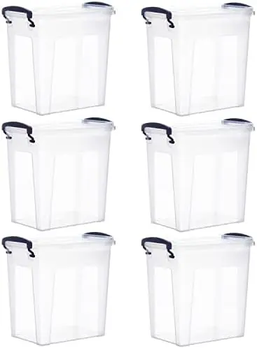 2.5 Quart Clear Plastic Storage Boxes with Lids, Stackable Organizer Containers, BPA-Free Storage Bins for Home, Office, School & Dorm, 6 Pack