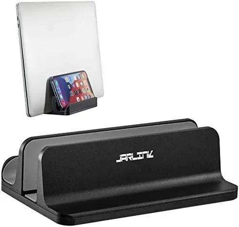 2-in-1 Vertical Laptop Stand, Adjustable Aluminum Desk Dock, Black