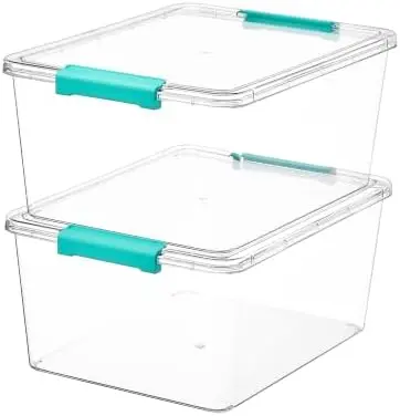2 Pack 12 Qt Clear Craft Storage Bins with Lids and Latches