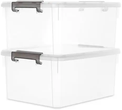 2-Pack 17 QT Clear Plastic Storage Bins with Latching Lids