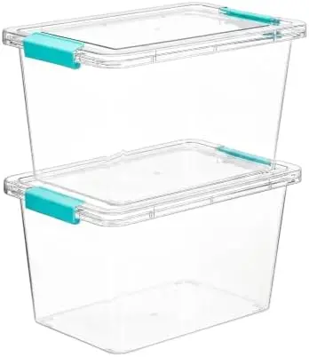2 Pack 5 Qt Clear Storage Bins with Lids for Toy & Craft Storage