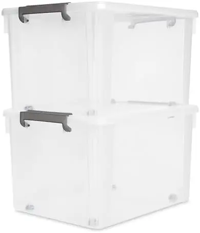 2-Pack 58.1 QT Clear Plastic Storage Bins with Latching Lids