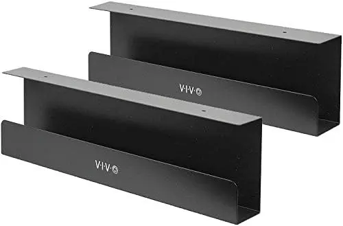 2 Pack Black 17 in Under Desk Cable Management Tray, DESK-AC06-2C