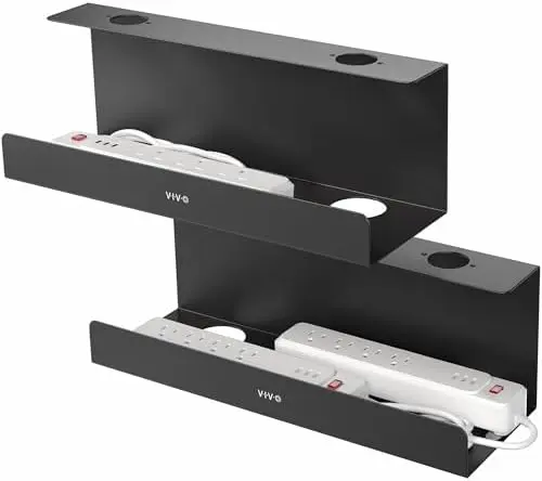 2 Pack Black 17 inch Extra Deep Cable Management Tray, DESK-AC16-2C