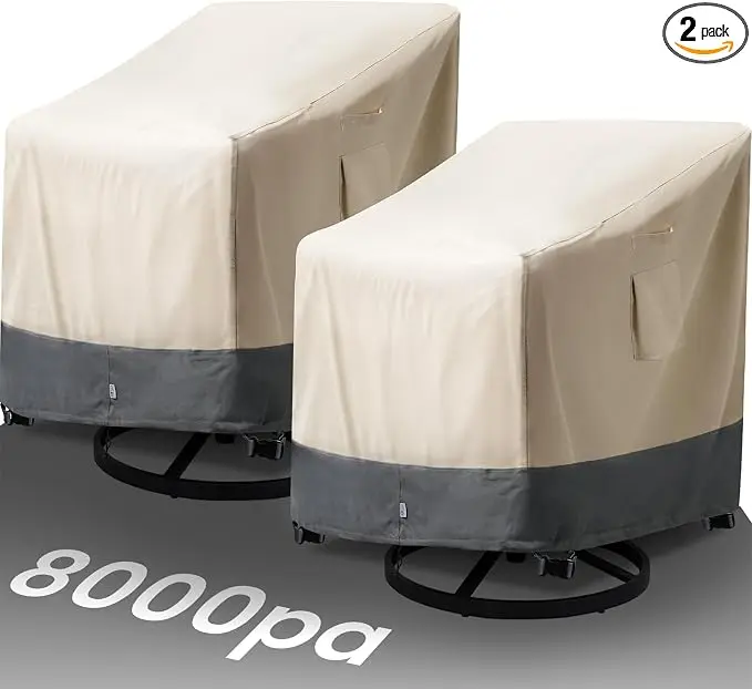 2 Pack Extra Heavy Duty Waterproof Patio Chair Covers