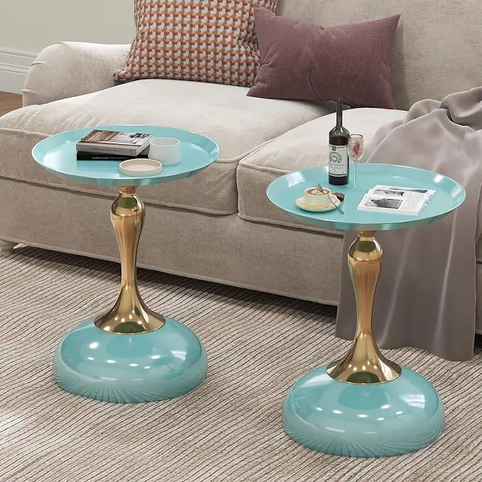 2-Pack Light Green Sleek Hourglass Side Table