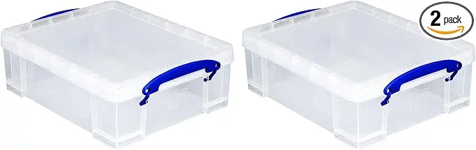 2 Pack Storage Bins, Clear Plastic Stackable Organizing Totes, 8.1 Liter