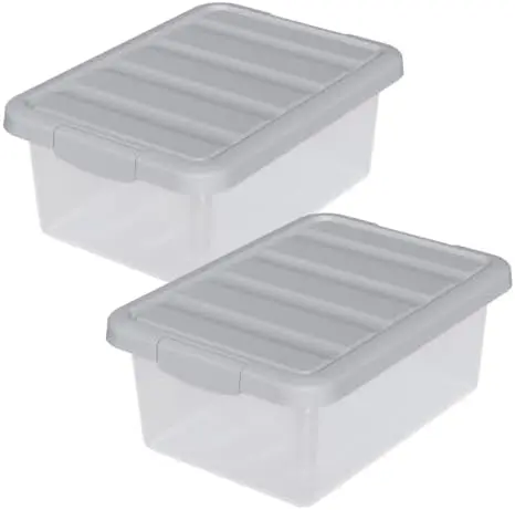 2 Pack Storage Bins with Lids, Stackable Plastic Containers, 14 Qt