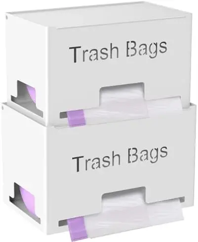 2-Pack Trash Bag Holder Dispenser, Stackable Garbage Bag Dispenser