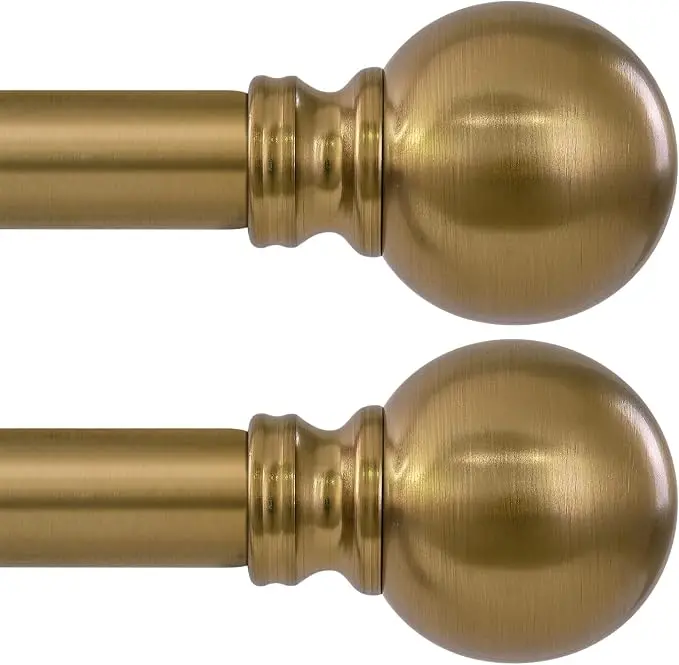 2 Pack Warm Gold Curtain Rods Double