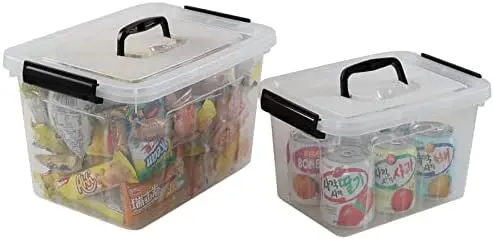 2 Packs Clear Storage Boxes, 12 Quarts & 6 Quarts Latching Bins Tote