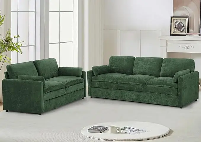 2 Pieces Chenille Sofa Set
