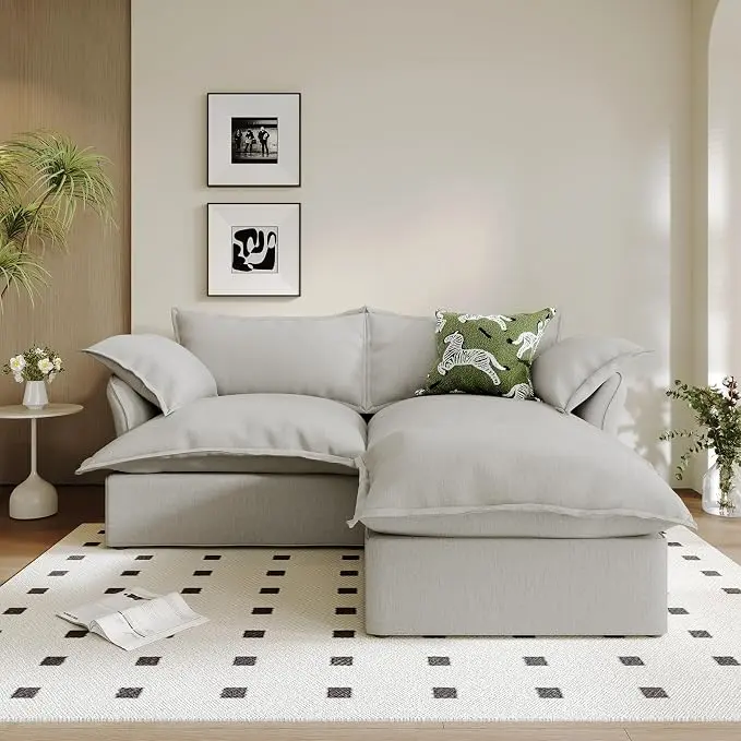 2 Seat with Ottoman L Shape Modular Sectional Couch Sofa
