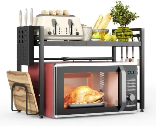 2 Tier Expandable Microwave Stand countertop,Microwave Oven Rack
