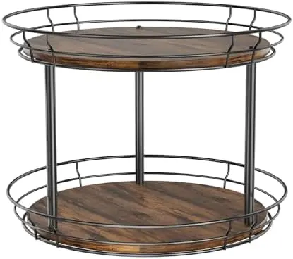 2 Tier Lazy Susan Turntable Rotating Spice Rack Organizer for Cabinet