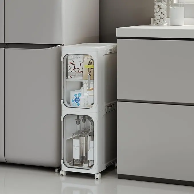2-Tier Narrow Storage Cabinet, Slim Bathroom Storage Cabinet