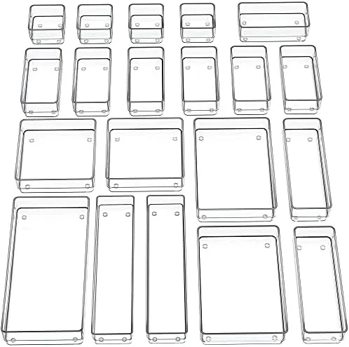 20-Piece Drawer Organizer with Non-Slip Silicone Pads, 7-Size