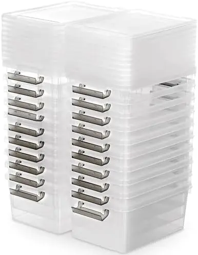 20Packs 1.3Qt Small Storage Bins with Lids,Stackable Clear