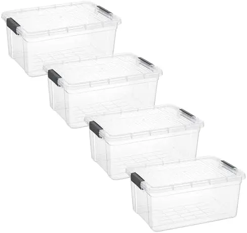 21 Quart Clear Plastic Storage Boxes with Lids, Stackable Organizer Containers, BPA-Free Storage Bins for Home, Office, School & Dorm, 4 Pack