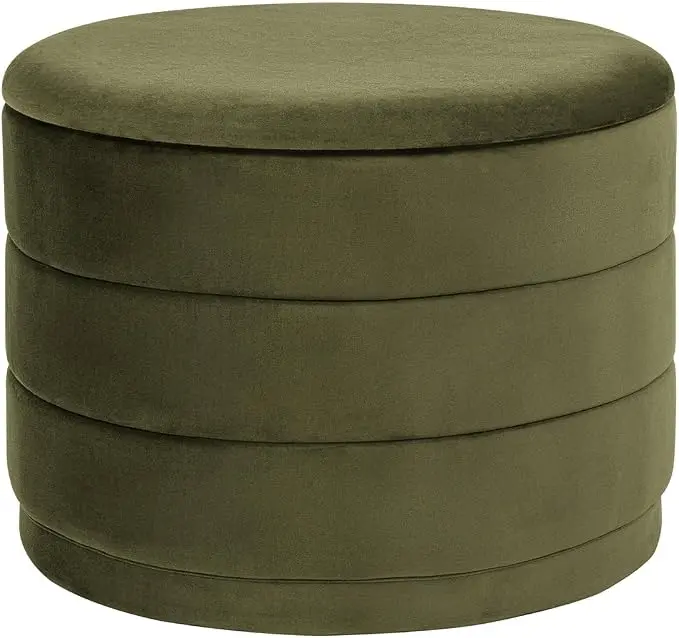 23" Upholstered Round Velvet Ottoman