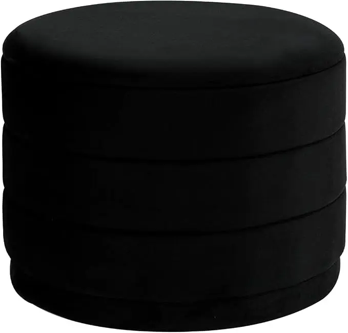 23" Upholstered Round Velvet Ottoman