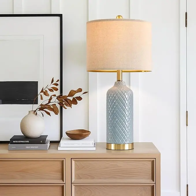 24.25" Table Lamp Modern Ceramic Blue Lamps