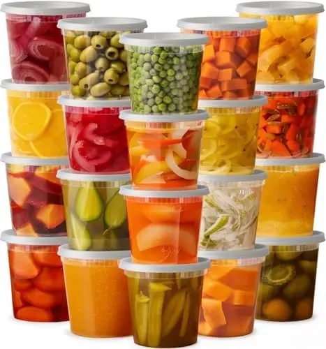 24 oz Plastic Food Storage Deli Containers with Lids [24 Sets]