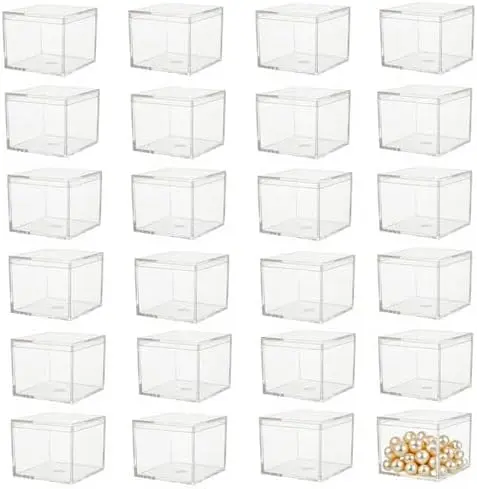 24-Pack Acrylic Box with Lid, 2.17x2.17x1.77 Inch