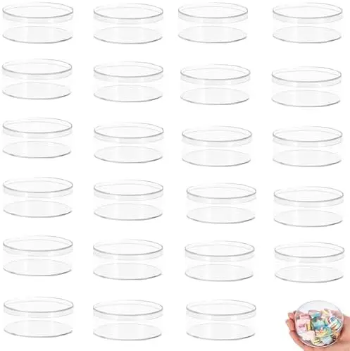 24-Pack Acrylic Round Box Clear Candy Container, 3.2x3.2x1.2 Inch