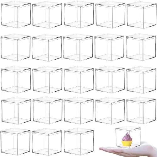 24-Pack Acrylic Square Cube Clear Storage Box,2.95 x 2.95 x 2.95 Inch