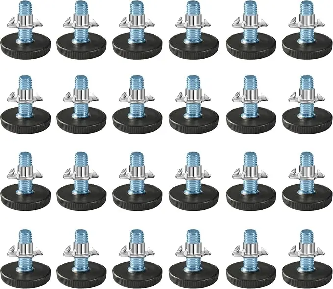 24 PCS M6 Thread Adjustable Furniture Levelers Screw in Threaded, Steel Screw
