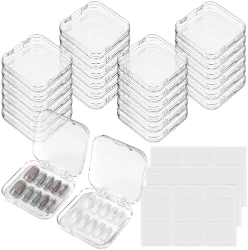 24 Pcs Press on Nail Box Packaging, Clear Acrylic Case