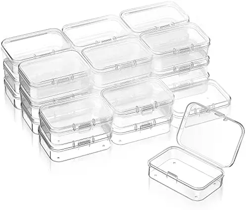 24 Pcs Small Clear Plastic Container Box, 2.5 x 1.7 x 0.8 in